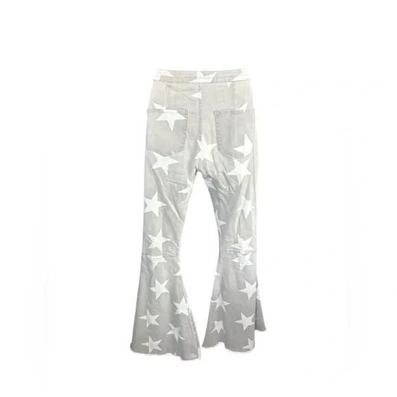 Altar'd State Retro Star Flare Bell Bottom Jean Gray White Stretch Denim Small - Picture 5 of 6